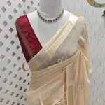Viscose with suttle motifs work and contrast blouse