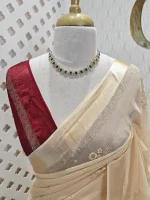 Viscose with suttle motifs work and contrast blouse - Image 2