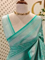 Banarasi saree with round and box like pattern all over the body and with suttle double border - Image 17