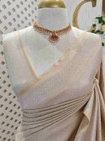 Banarasi saree with round and box like pattern all over the body and with suttle double border - Image 14