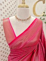 Banarasi saree with round and box like pattern all over the body and with suttle double border - Image 20