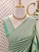 Banarasi saree with all-over floral motifs along with simple line inside the motifs - Image 11