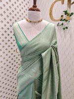 Banarasi saree with all-over floral motifs along with simple line inside the motifs