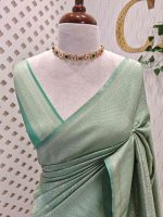 Banarasi saree with all-over floral motifs along with simple line inside the motifs - Image 2