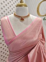 Banarasi saree with all-over floral motifs along with simple line inside the motifs - Image 5