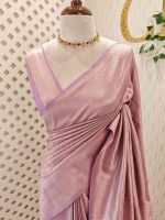 Banarasi saree with all-over floral motifs along with simple line inside the motifs - Image 7