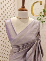 Banarasi with floral motifs inside the round like pattern along with slash like lines on the boarder - Image 8