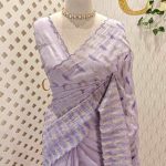 Crushed organsa with horizontal crushed effect thread work and with delicate scallop
