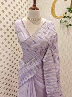Crushed organsa with horizontal crushed effect thread work and with delicate scallop