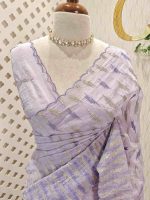 Crushed organsa with horizontal crushed effect thread work and with delicate scallop - Image 2