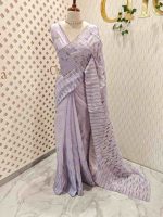 Crushed organsa with horizontal crushed effect thread work and with delicate scallop - Image 3