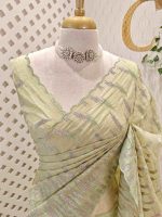 Crushed organsa with horizontal crushed effect thread work and with delicate scallop - Image 5