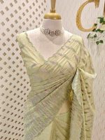 Crushed organsa with horizontal crushed effect thread work and with delicate scallop - Image 4