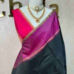 Kanjeevaram with dotted lines all over the body and contrast plain side boarder