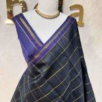 Kanjeevaram with box like lines all over the body and with small simple side boarder