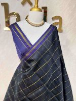 Kanjeevaram with box like lines all over the body and with small simple side boarder
