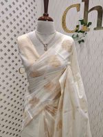 Kerala saree with small motif scattered all over body and with simple suttle side boarder