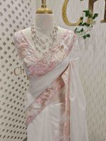 Organsa with beads and sequins work on body along with turkish like suttle side boarder