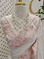 Organsa with beads and sequins work on body along with turkish like suttle side boarder - Image 2