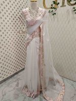 Organsa with beads and sequins work on body along with turkish like suttle side boarder - Image 3