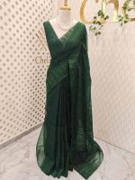 Organza with turkish like work all over the body with small scalloped boarder - Image 18