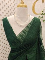 Organza with turkish like work all over the body with small scalloped boarder - Image 16