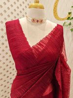 Organza with turkish like work all over the body with small scalloped boarder - Image 8