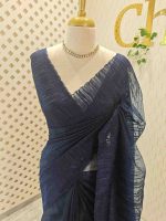 Organza with turkish like work all over the body with small scalloped boarder