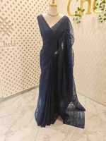 Organza with turkish like work all over the body with small scalloped boarder - Image 3