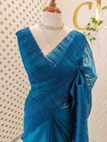 Organza with turkish like work all over the body with small scalloped boarder - Image 4