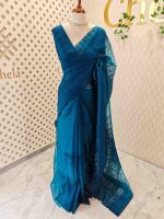Organza with turkish like work all over the body with small scalloped boarder - Image 6