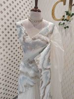 Organza with  wavy work, often referred to as Turkish embroidery
