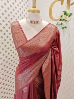 Semi tussar with continuous intertwined floral pattern border - Image 25