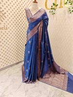 Semi tussar with continuous intertwined floral pattern border - Image 24