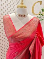 Semi tussar with continuous intertwined floral pattern border - Image 14