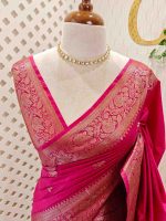 Semi tussar with continuous intertwined floral pattern border - Image 11