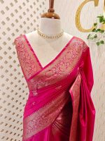 Semi tussar with continuous intertwined floral pattern border - Image 10