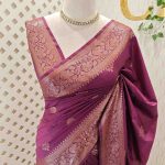 Semi tussar with continuous intertwined floral pattern border