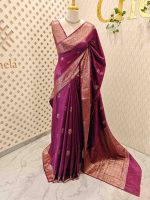 Semi tussar with continuous intertwined floral pattern border - Image 3