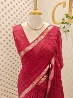 Viscose with check design and thin border (Dark) - Image 79