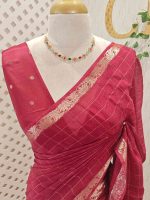 Viscose with check design and thin border (Dark) - Image 80