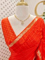 Viscose with check design and thin border (Dark) - Image 77