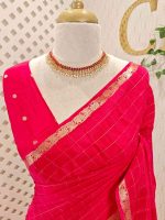 Viscose with check design and thin border (Dark) - Image 71