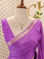 Viscose with check design and thin border (Dark) - Image 68