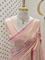 Banarasi handloom silk with meenakari pattern - Image 8