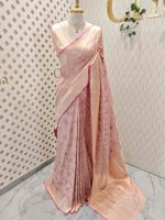 Banarasi handloom silk with meenakari pattern - Image 9