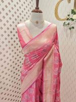 Banarasi handloom silk with meenakari pattern - Image 4