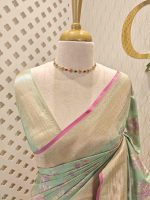 Banarasi handloom silk with meenakari pattern - Image 2