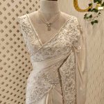 Crepe silk with turkish flower applique design border
