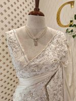 Crepe silk with turkish flower applique design border - Image 2